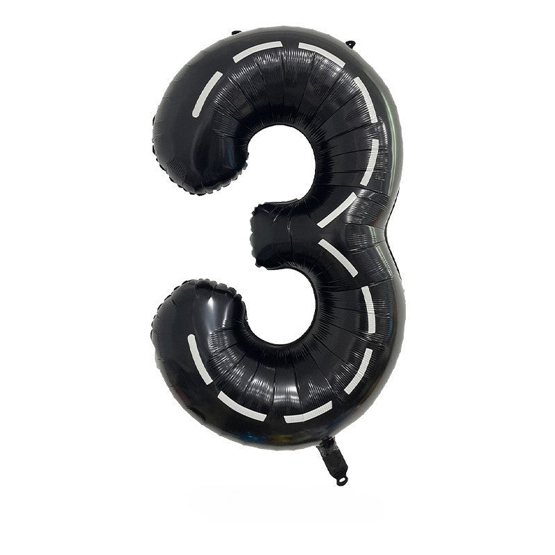 40-inch Foil Black Race Track-Themed Number Balloons (0-9) - Perfect for any Special Occasions