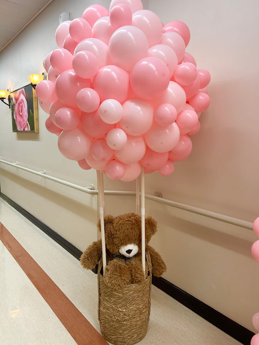Hospital Setup Pink Balloon Teddy Bear Designed Hot Air Balloon Setup - Perfect for special occasions!