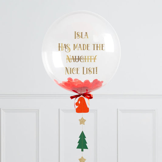 Personalised Helium Balloon Christmas Santa's Nice List Christmas Helium Bubble Balloon Elevate Your Celebration with Our Stunning Helium Bubble Balloon Bouquet