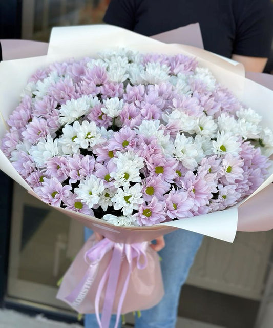 Purple and White Daises - Floral Fresh Bouquet