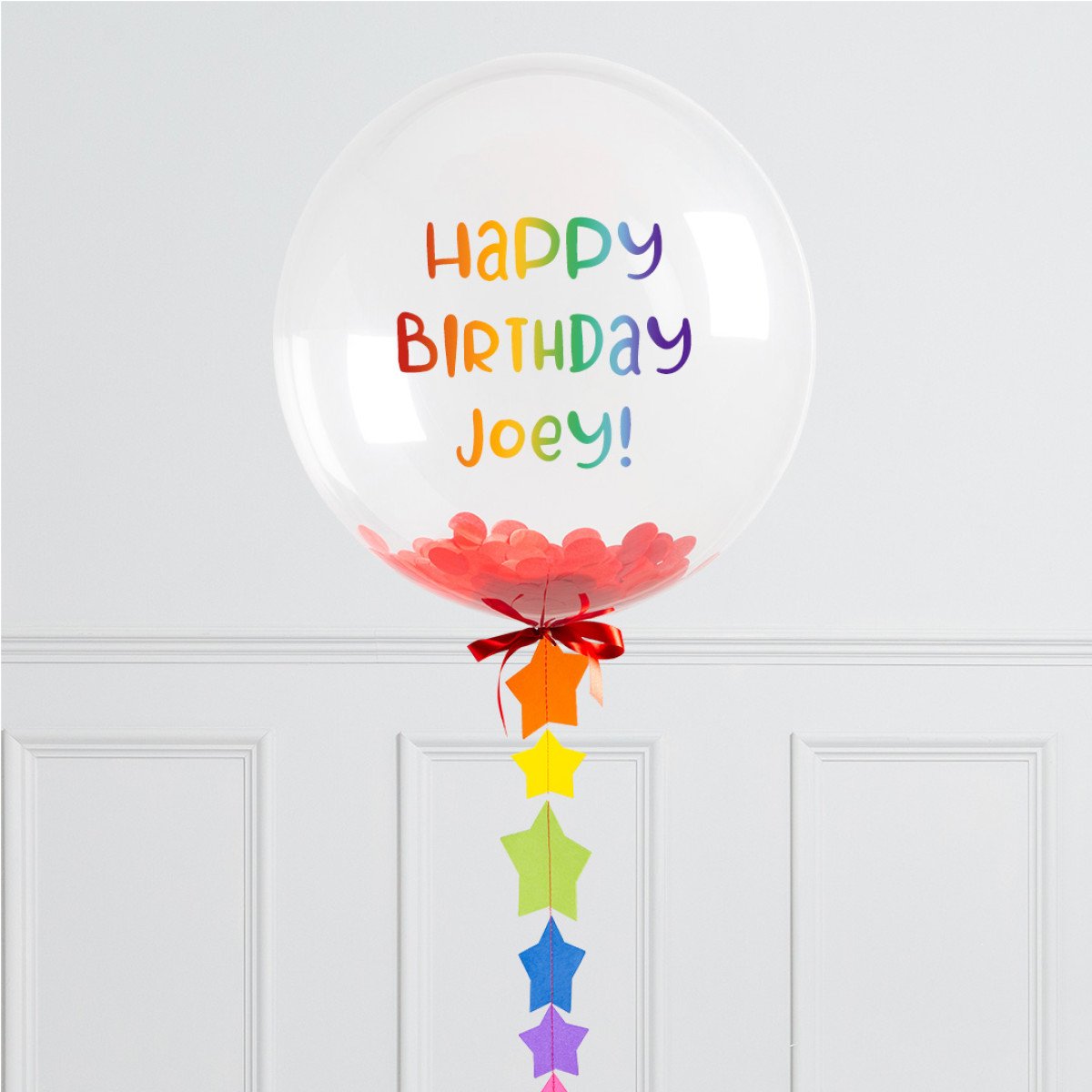 Personalised Helium Balloon Rainbow Star Confetti Helium Bubble Balloon Elevate Your Celebration with Our Stunning Helium Bubble Balloon Bouquet