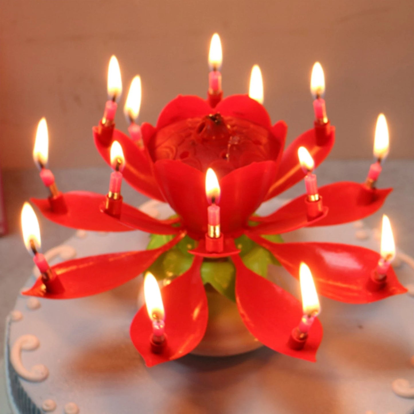 Musical Birthday Candle - Lotus Flower Design (Multiple Colors)