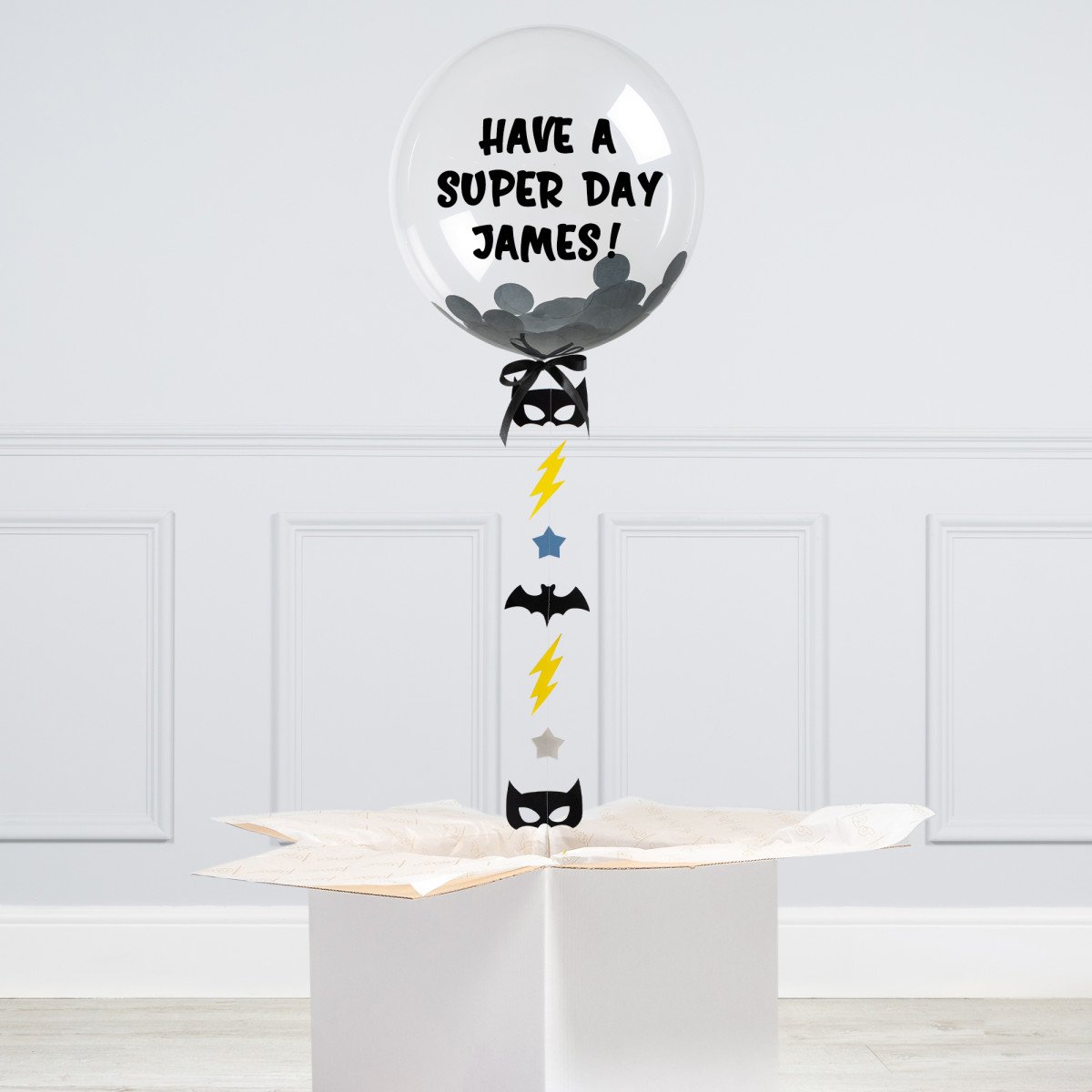 Personalised Helium Balloon Helium Balloon Batman Confetti Helium Bobo Balloon - Elevate Your Celebration with Our Stunning Helium Bobo Balloon