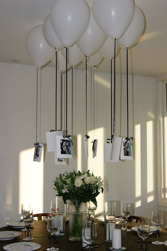 Helium Ceiling Latex 18-inches White Balloons with Personalize Photos - Customizable Design