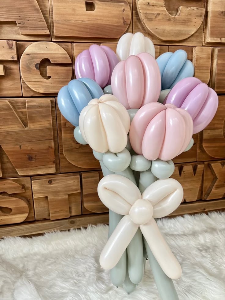Customize Balloon Bouquet Flowers Colors Purple, Beige, Pink and Blue - Perfect for any special occasions!
