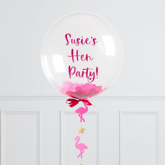 Personalised Helium Balloon Flamingo Confetti Helium Bubble Balloon Elevate Your Celebration with Our Stunning Helium Bubble Balloon Bouquet