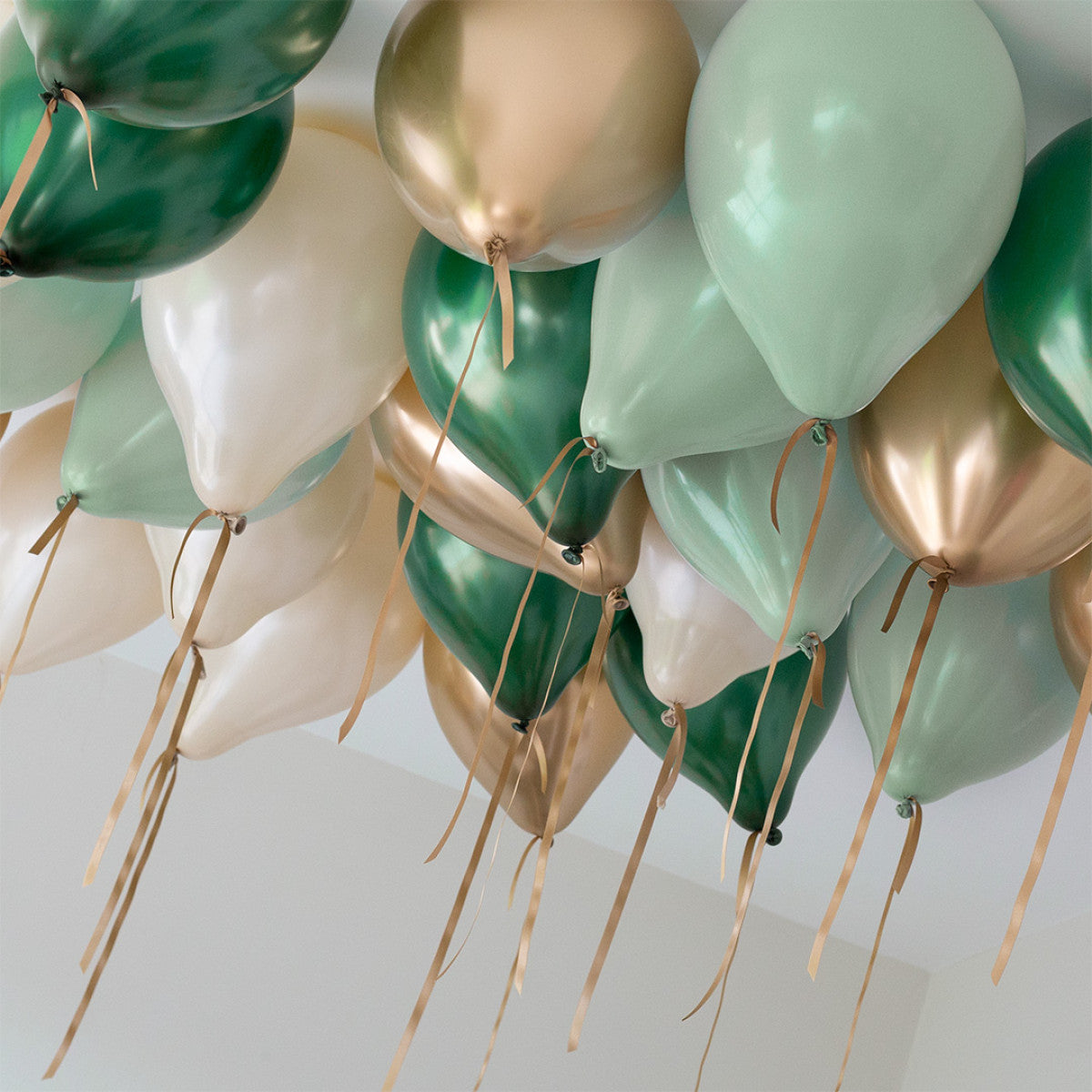 Forest Green Helium Ceiling Balloons Elevate Your Celebration with Stunning Helium Ceiling Balloons Helium Balloon Bouquet