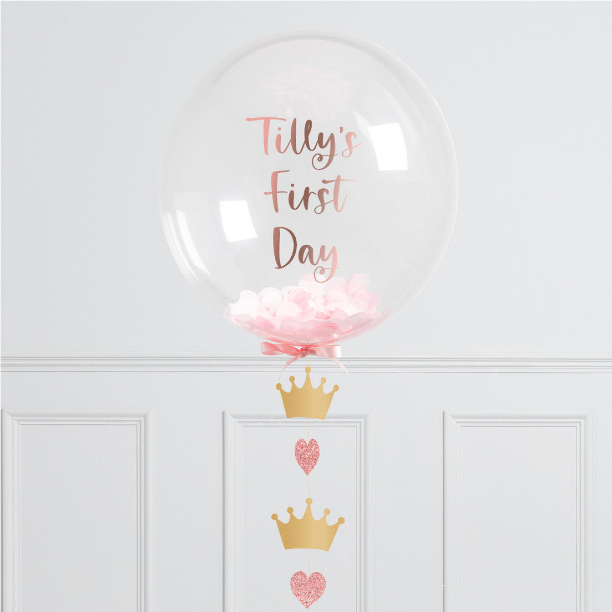 Personalised Helium Balloon Princess Confetti  Helium Bubble Balloon Elevate Your Celebration with Our Stunning Helium Bubble Balloon Bouquet