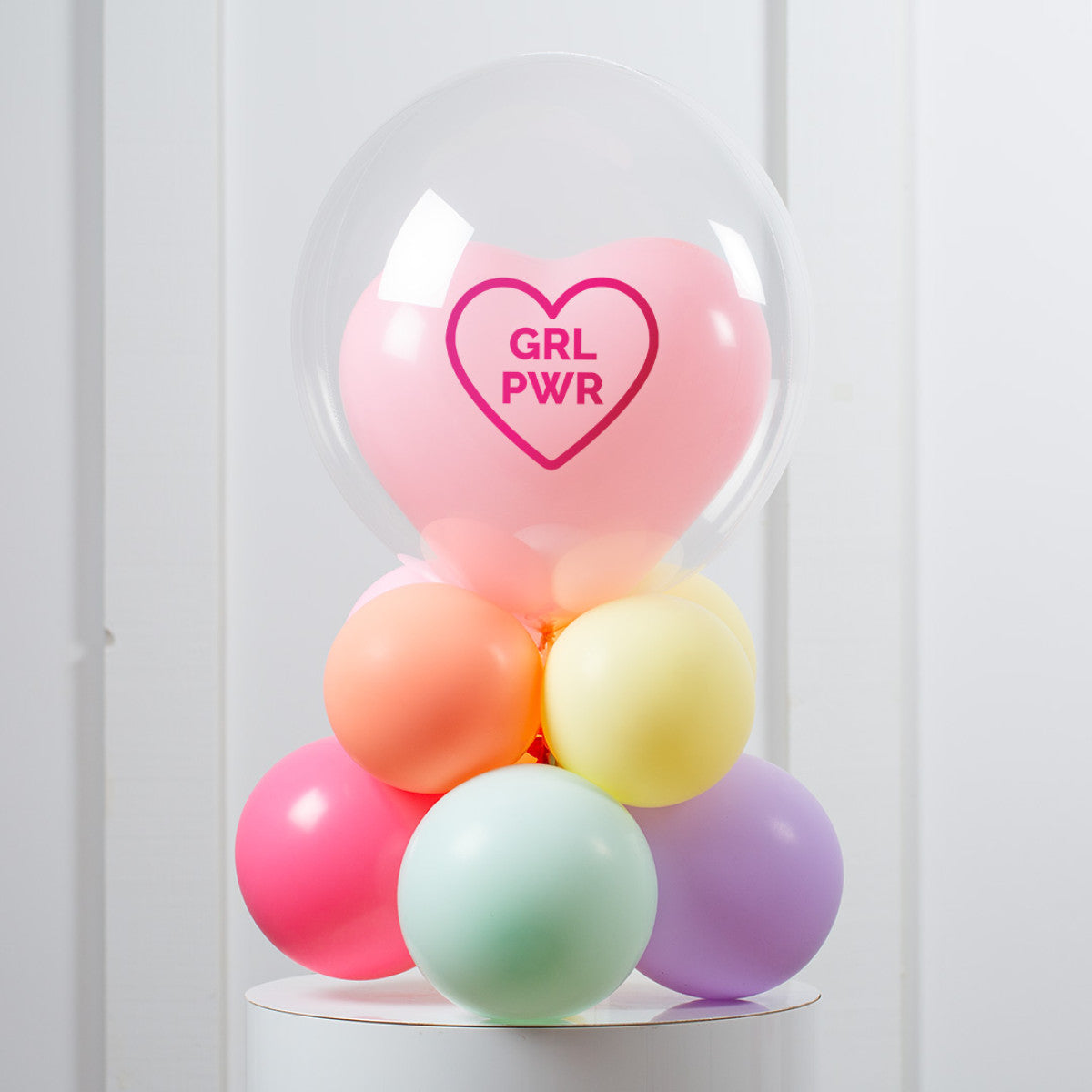 Personalised Valentine's Pink, Orange, Yellow, Purple, Green and Red Balloon on Stand with Customizable Sticker - All Colors Available