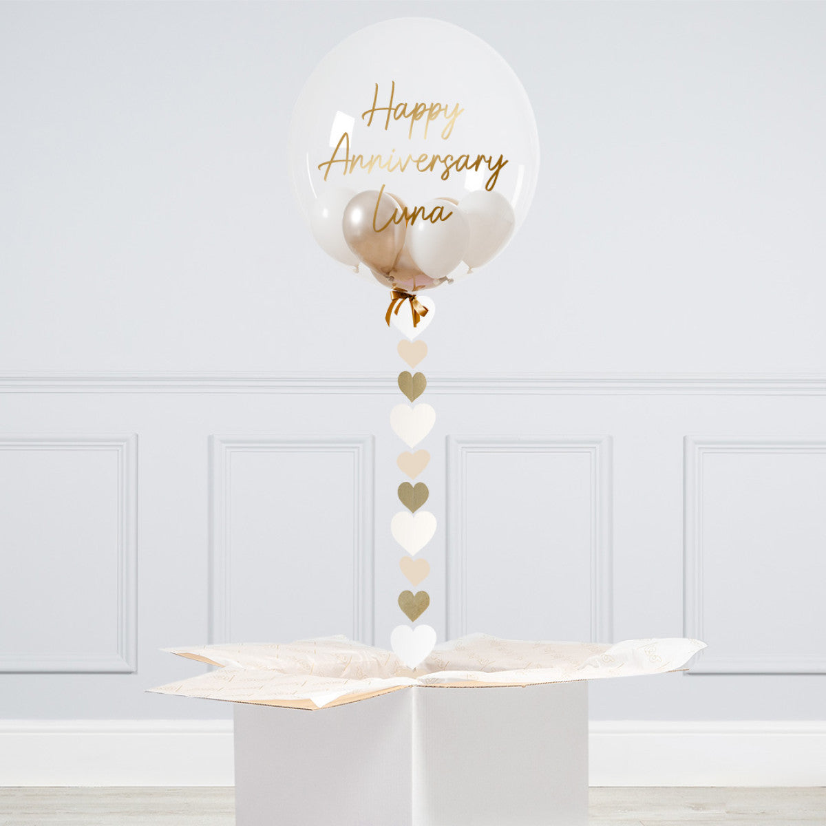 Personalised Helium Balloon Pearl Sands Mini Filled Helium Bubble Balloon Elevate Your Celebration with Our Stunning Helium Bubble Balloon Bouquet