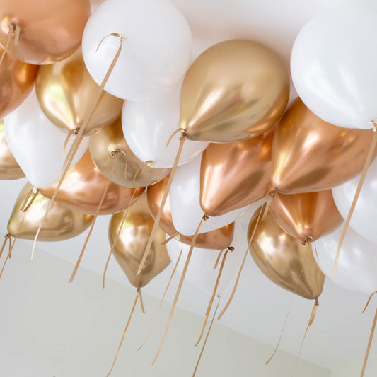 Copper Chrome Helium Ceiling Balloons Elevate Your Celebration with Stunning Helium Ceiling Balloons Helium Balloon Bouquet