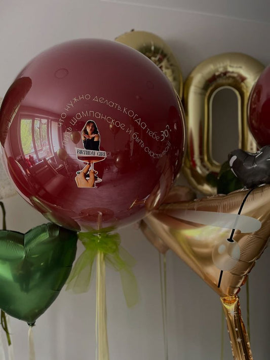 Customization Photo Balloon Personalised Latex Customize Sticker Photo and Latex Customizable Design Number 30 Champagne